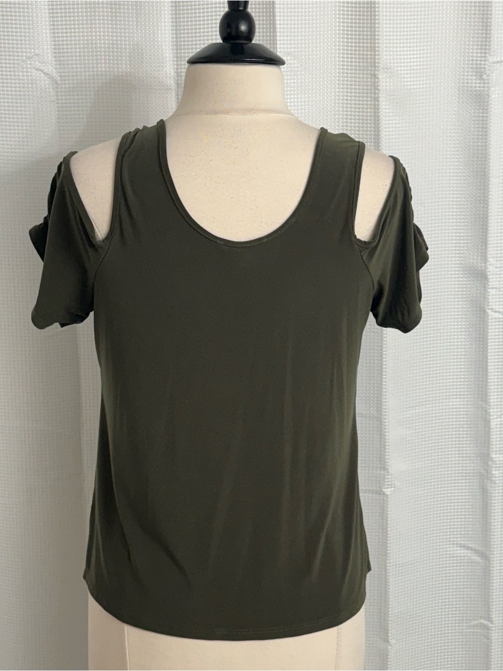 Perseption Concept Women's Shoulder Cutout, Short Sleeve, Tunic Top, Green, Sz L - Picture 6 of 6